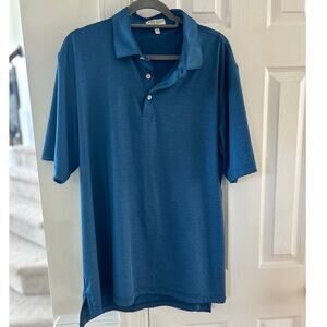 Peter Millar Summer Comfort Dark Teal Marled Blue Short Sleeve Golf Polo
